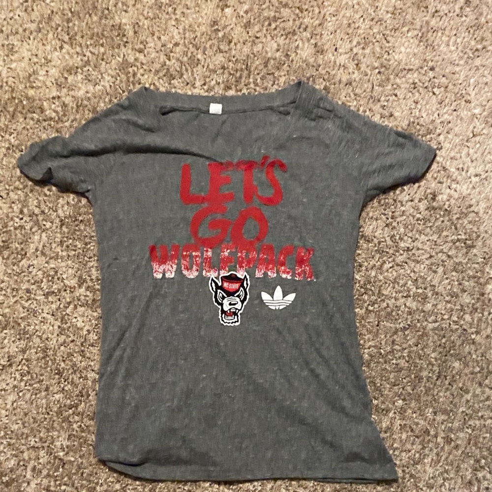 Adidas Kids Gray and Red Wolfpack Tee